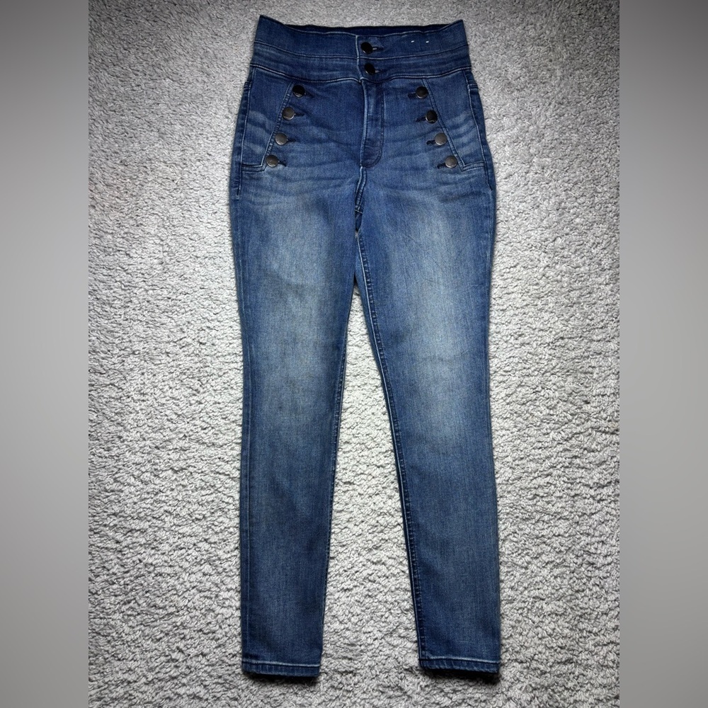 Express Jeans Womens 0 Super High Rise Sailor Buttons Perfect Curves Stretch